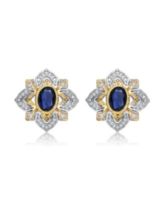 Classy White Gold Plated and 14K Gold Plated with Cubic Zirconia Stud Earrings