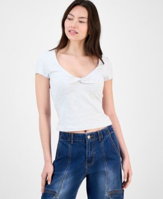 Madden Girl - Juniors' Twist-Front Scoop-Neck Top