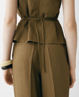 Women's Linen-Blend Pleated Pants
