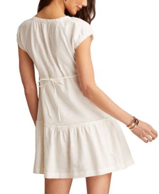 Women's Tie-Neck Short-Sleeve Market Mini Dress