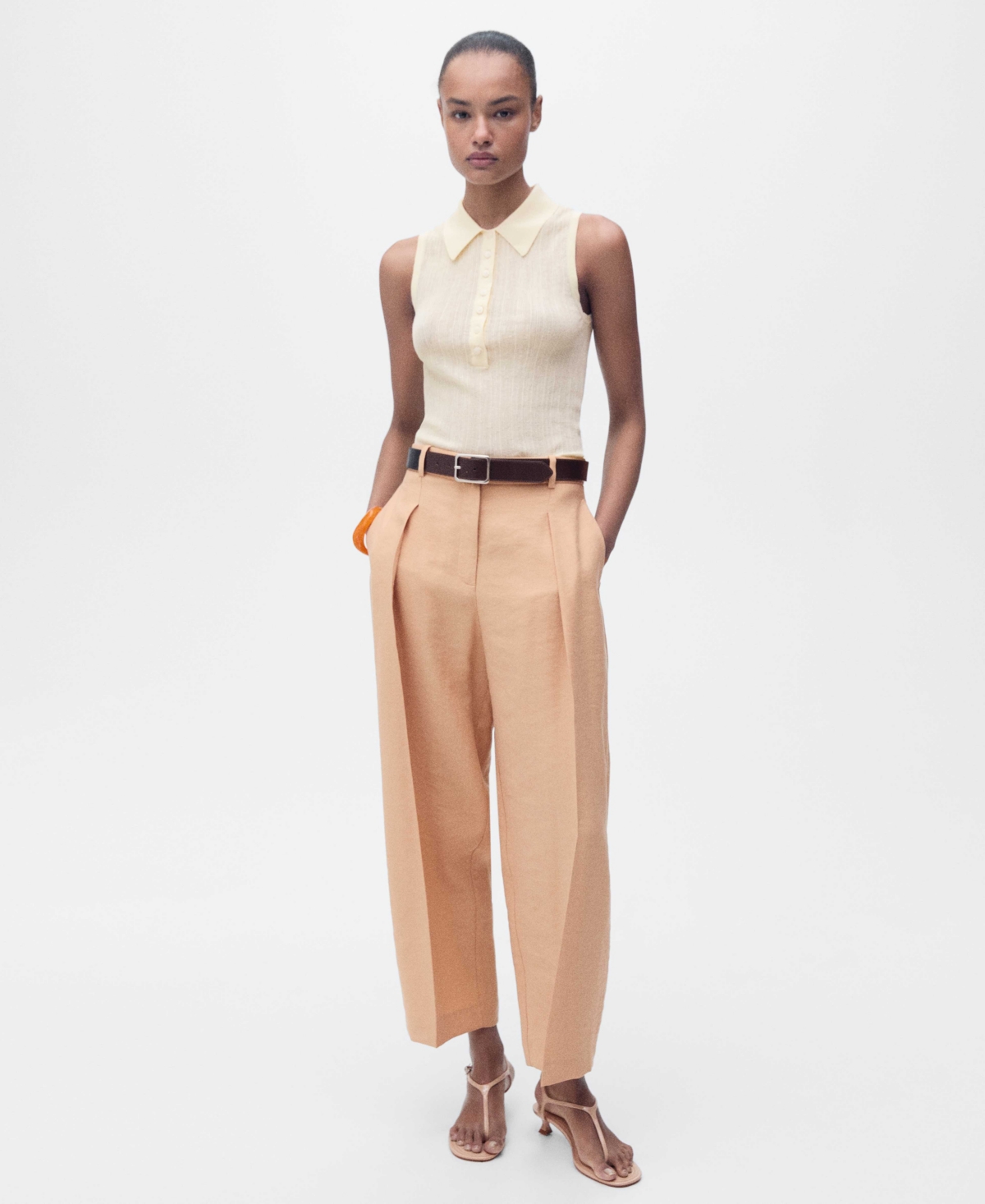 Shop Mango Women's Pleated Straight-fit Lyocell Pants
