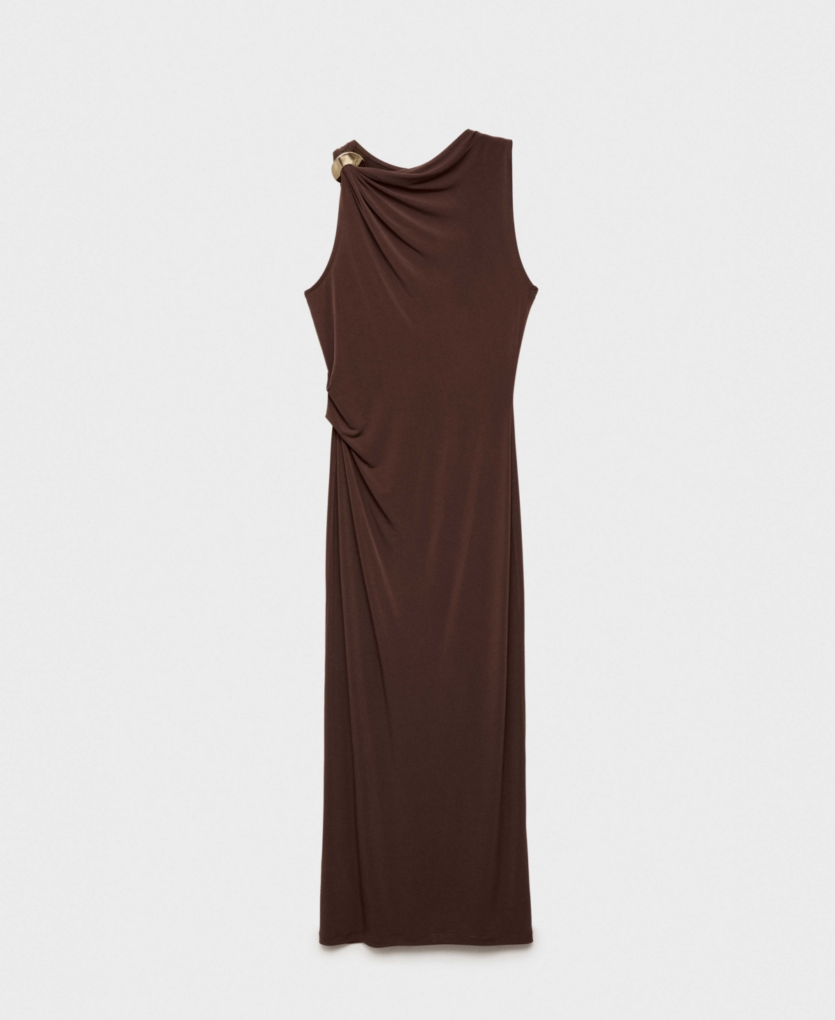 Mango Draped Body-con Maxi Dress In Brown