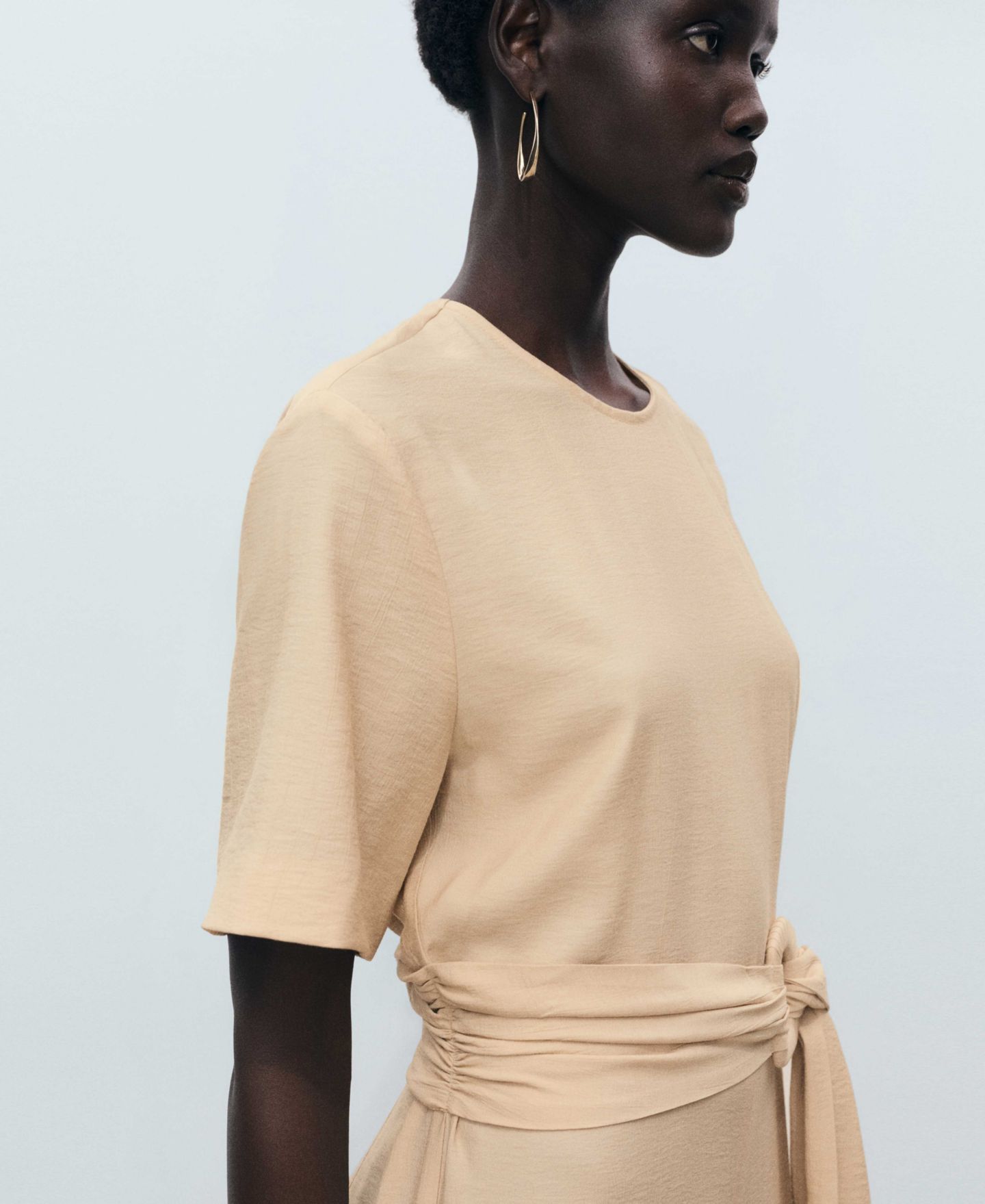 Женский комбинезон MANGO Straight-Fit Short-Sleeved Jumpsuit, цвет: Экрю — фото 6