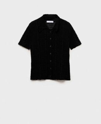 Women's Textured Polo-Neck Cardigan