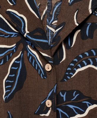 Women's Floral-Print Knot Detail Cropped Shirt