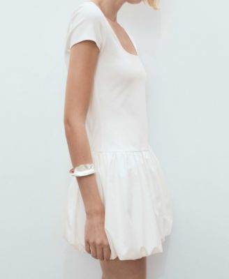 Women's Puffed Hem Combined Dress