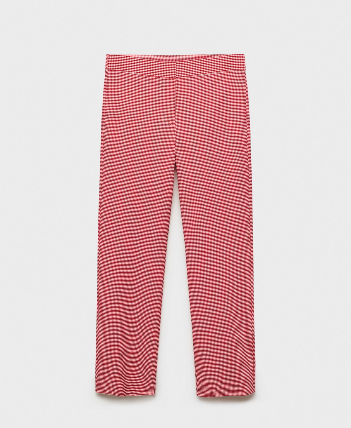 Mango Gingham Crop Pants In Pink