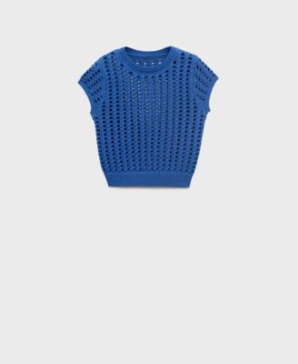 Women's Short-Sleeved Crochet Sweater