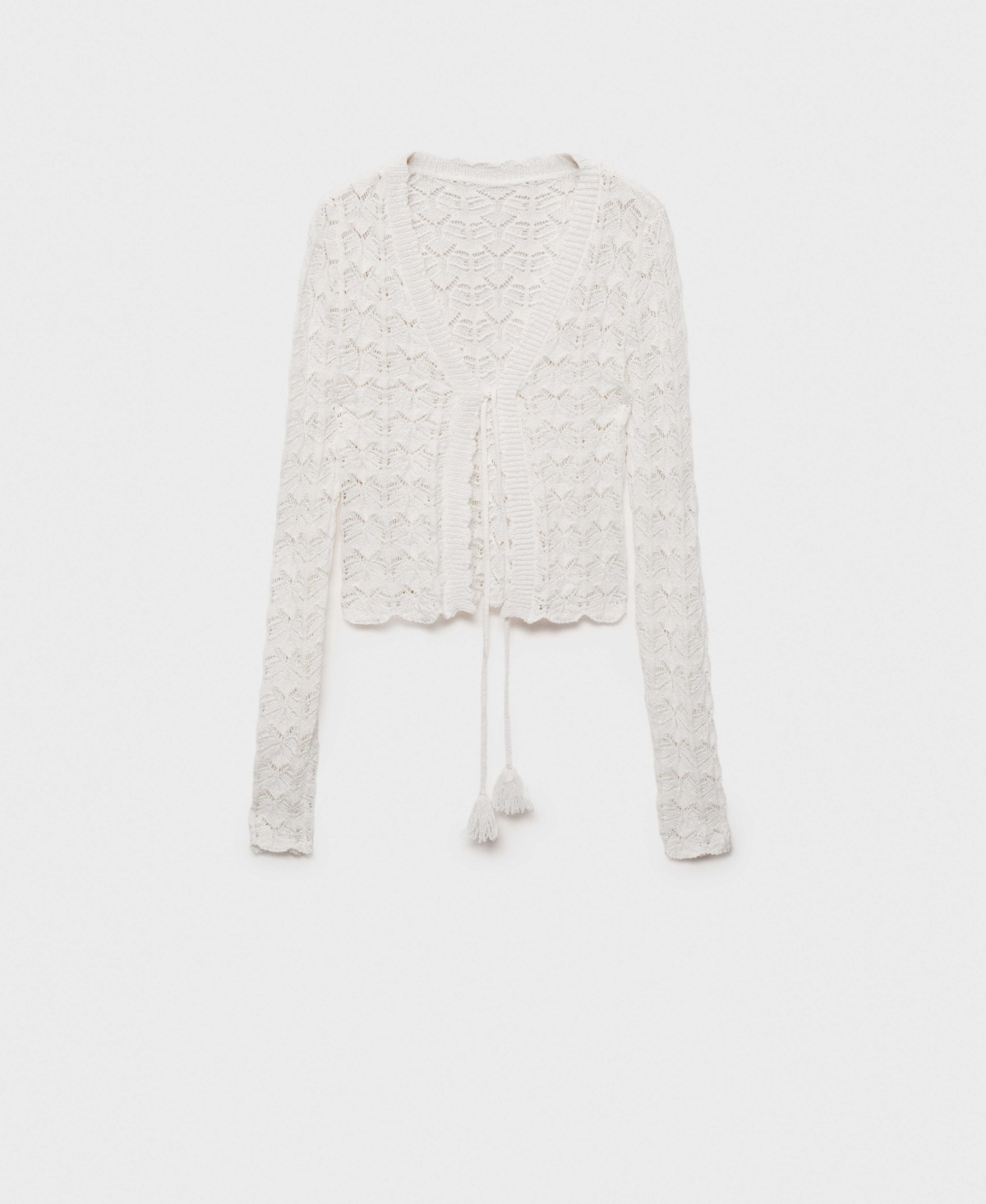 Mango Women's Crochet Bow Closure Cardigan