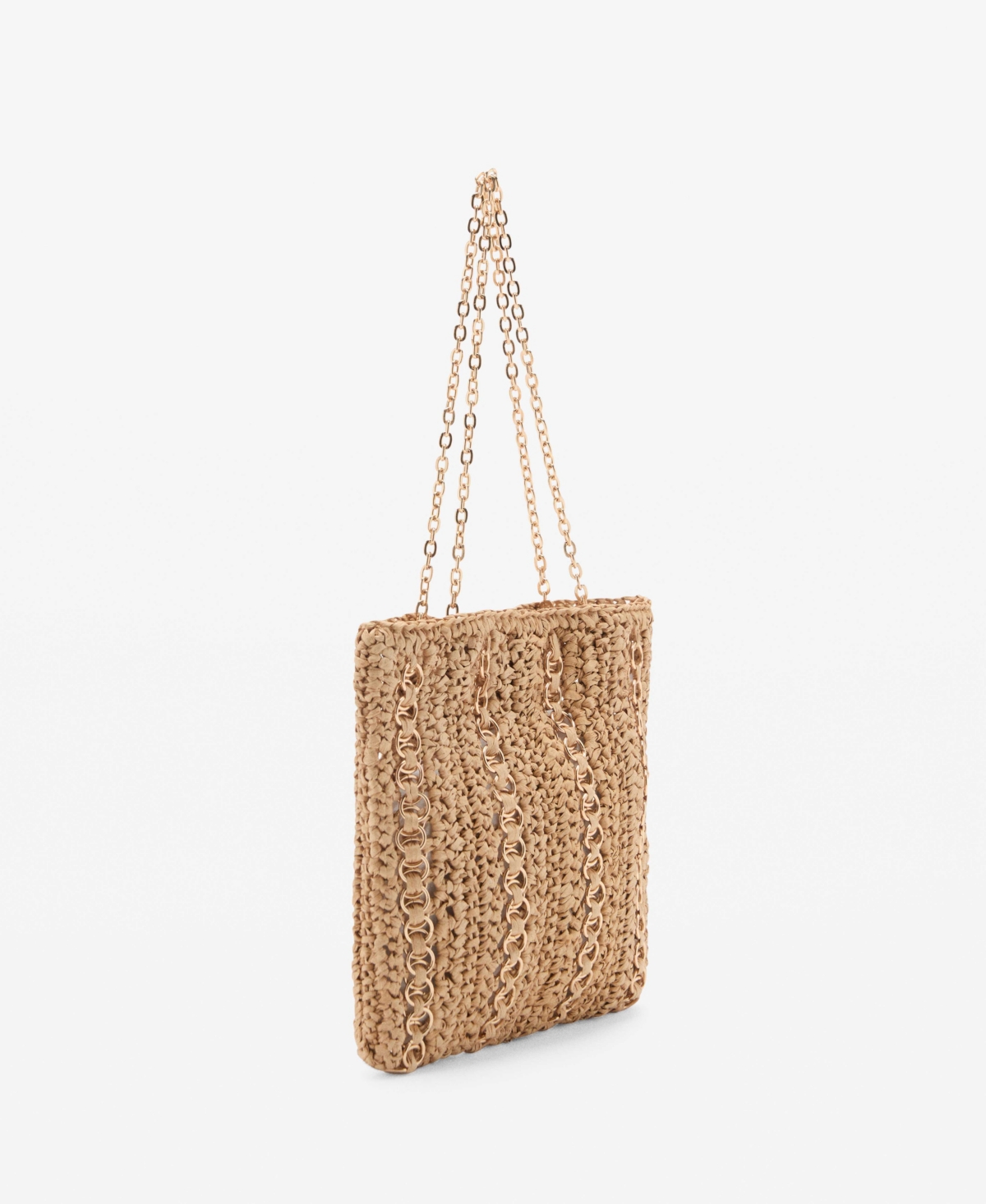 Women's Metal Rings Natural Fiber Bag - Beige
