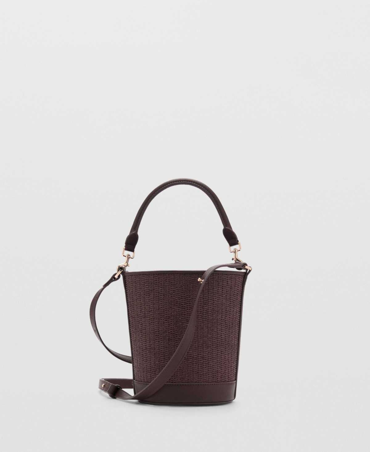 Women's Small Raffia Bucket Bag - Chocolate