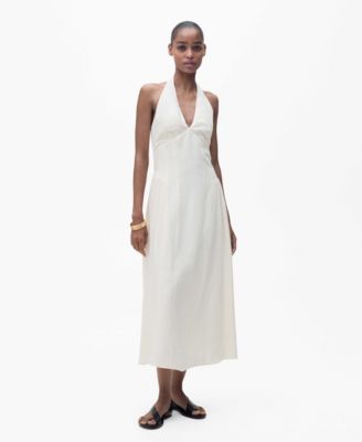 MANGO - Women's Halter-Neck Linen Dress