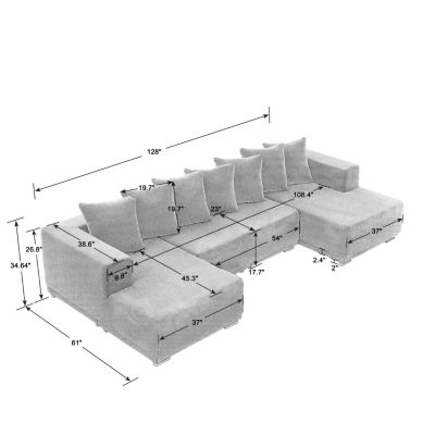 Streamdale Chenille U-Sofa Minimalist Sectional Sofa