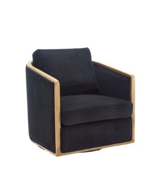 Streamdale Corduroy Swivel Barrel Chair for Home & Office (Black)