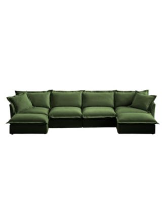 Slipcovered U-Shape Sectional Sofa with Cloud-Like Comfort