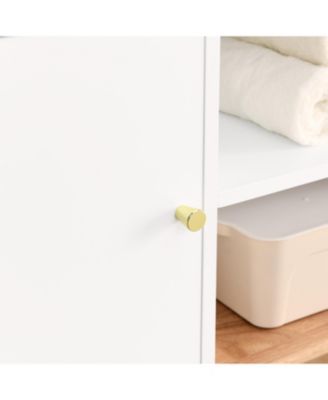 Colorblock Storage Cabinet with Wood Base, Floor Cabinet