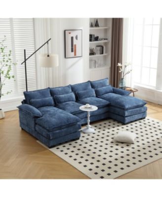 1 Pc Chenille Fabric Sectional Sofa U-Shape Modern Large Living Room Seating