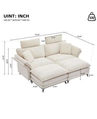 Streamdale Cloud Comfort Sectional Cozy Sectional Sofa with Ottomans for Living Room