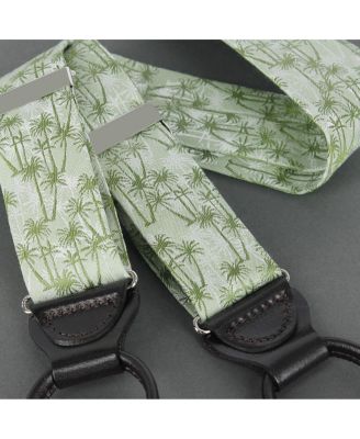 Men's Nohea Palm Tree Linen Blend Novelty Button End Suspenders