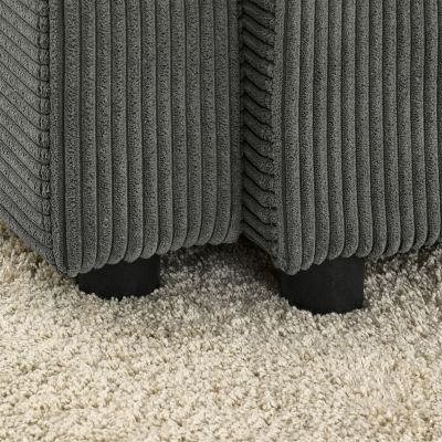 Streamdale Modern Storage Sofa with Ottoman Grey Corduroy Sofa with Device Chargers