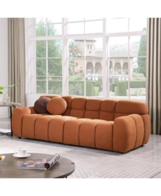Streamdale Light Brown Boucle 3-Seater Marshmallow Sofa