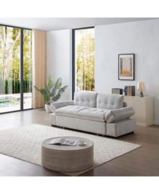 Streamdale Grey Linen Sleeper Sofa Bed with Pull Out Chaise