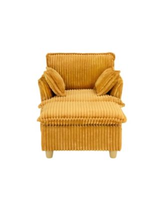 Streamdale Corduroy Sofa with Ottoman & Pillows - Living Room/Balcony/Study