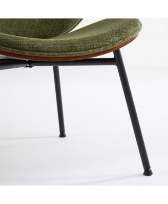 Streamdale Mid-Century Shell Chair Walnut Finish, Green Fabric, Comfortable Backrest