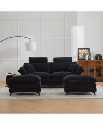 1 Count(85.8") Metal Cloud Comfort Sectional Sofa with Ottomans