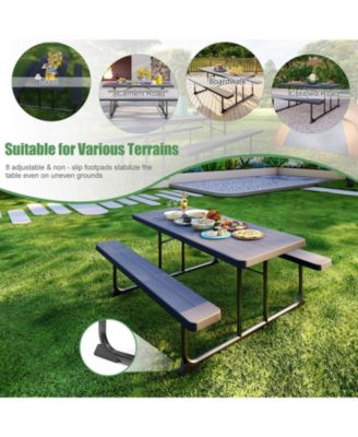 6ft Picnic Table with 2 Benches Heavy-Duty Table for 6-8 Person