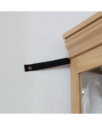 Elegant Glass Display Cabinet with Lighting and Light Oak Frame