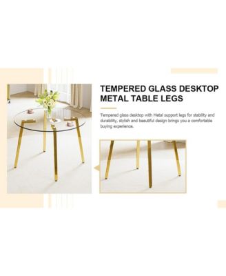 Glass Table & 4 Gold Leg Chairs