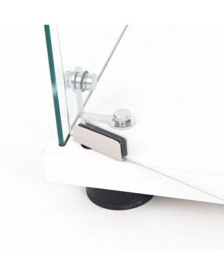 Streamdale White Tempered Glass Cabinet w/ Lights, Locks & Adjustable Feet