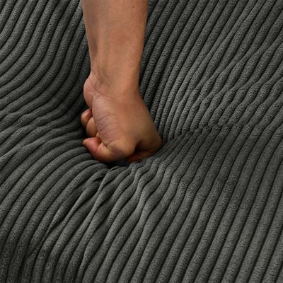 Modern U-Shaped Sofa with Ottomans & Storage Grey Corduroy