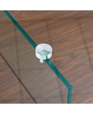 31.4" Tempered Glass & MDF 2-Tier Modern Square Coffee Table