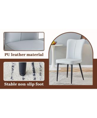 Modern Marble Dining Set Black Table & Light Gray Striped Chairs