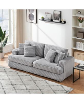 79.3" Corduroy Sofa with 4 Pillows