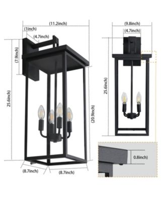 4-Light Black Outdoor Wall Light (No Bulbs)