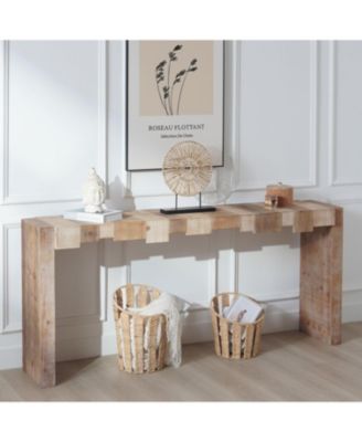 Rustic Modern Manufactured Wood Console Table with Step-Block Design
