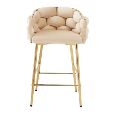 Streamdale Modern Counter Stools Set of 2, Beige, with Footrest