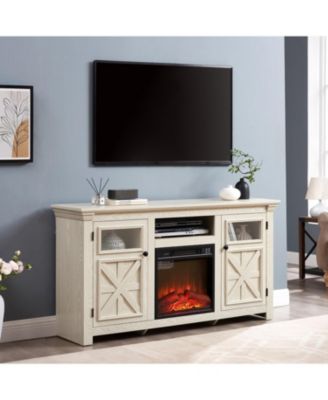 Streamdale Farmhouse TV Stand with Fireplace Insert, White (60.23"W x 15.35"D x 31.7"H)