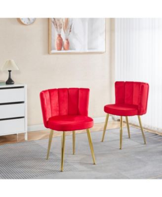 Red Velvet Dining Chair (Set of 2) with Gold Legs