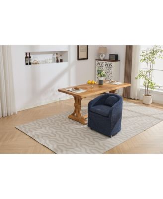 Streamdale Single Unit  Chenille Fabric Back Cushion, Armrest, Universal Wheels  Dining Armchair