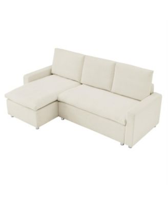 Streamdale L-Shaped Convertible Sofa Bed with Pull-Out Bed, Storage and Washable Covers
