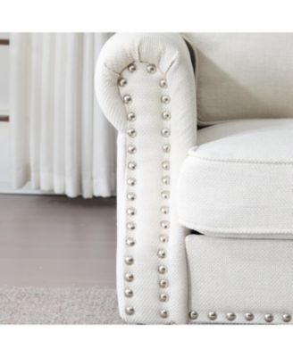 83" Nailhead Trim Sofa, 22" Seat, Faux Leather, Traditional 3-Seater