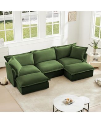 U-Shaped Sectional with French Edges, Cloud-Like Comfort Sofa