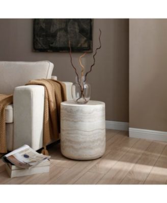 15.74 inch Faux MARS marble Pattern Coffee Tables for Living Room Round Tea table for Living Room, No Need Assembly