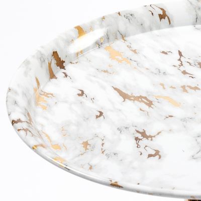 Streamdale Modern Round Coffee Table, Metal Pedestal Table for Small Spaces