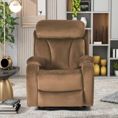 Streamdale 1 Pc. Brown Cashmere Upholstered Anti-Skid Remote-Controlled Power Lift Infinite Recline Sofa Chair