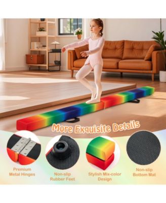 7 Feet Folding Portable Floor Balance Beam with Handles for Gymnasts